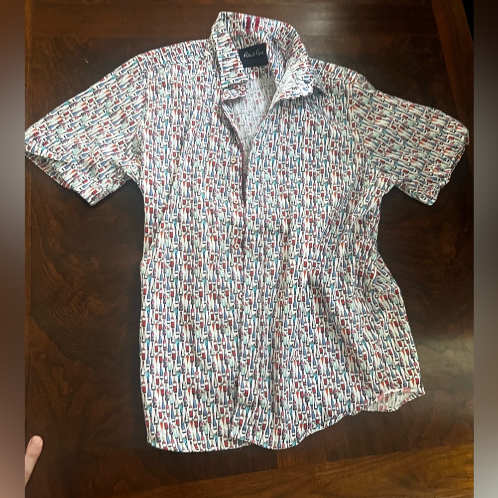 Robert Graham Men wine bar summer fun cotton Shirt worn once